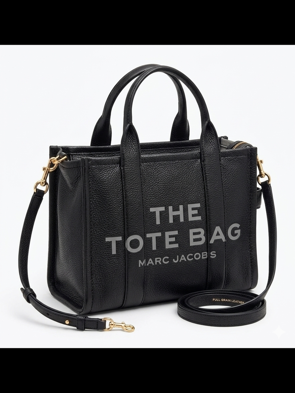 Marc Jacobs Black Pebbled Leather Tote with Top Handles - Picture 5 of 6